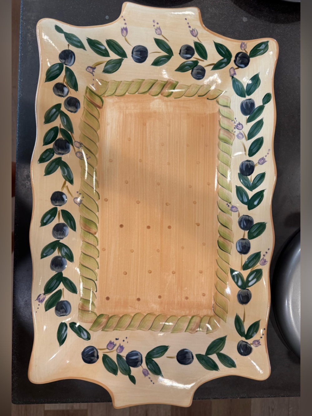 Vintage Tabletops Unlimited Boulevard Hand Painted Ceramic Serving Platter 20.5”